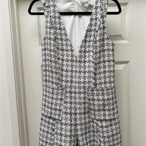 Anthropologie Black and White Tweed Jumpsuit